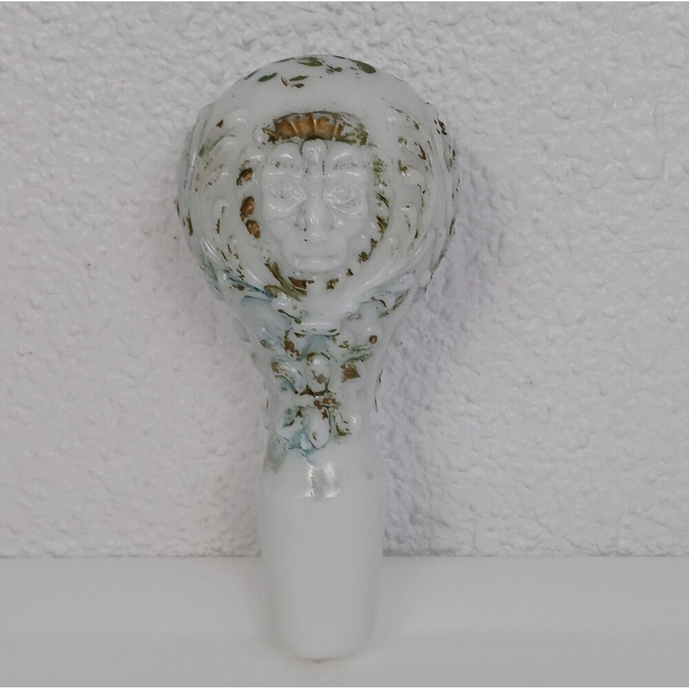Antique Victorian Milk Glass Decanter Monkey Face Stopper Plug Replacement